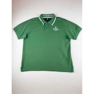 Guinness Men's Green Embroidered Logo Official Merch Short Sleeve Polo Shirt